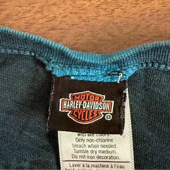 Harley-Davidson Teal Blue Graphic Tank Top XL Distressed Logo Biker Summer Tee - Picture 7 of 9